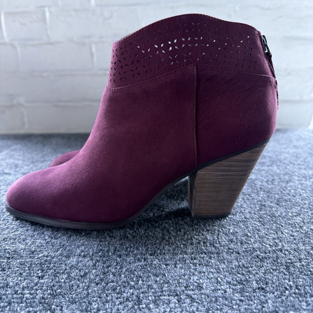 Violet & Red Womens Boots Jackson Booties Sz 8.5 Burgundy Red Heeled Ankle New - Picture 4 of 6